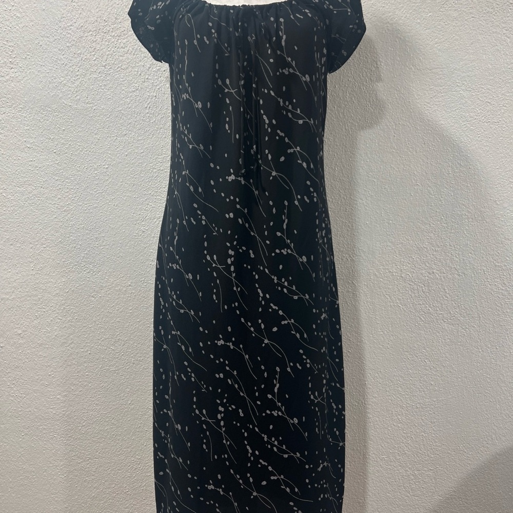 DKNY Y2K Black Dress with‎ White Pattern whimsigoth vintage